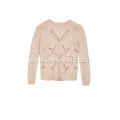 Women's Knitted Cable Pointelle Crew-Neck Chunky Pullover